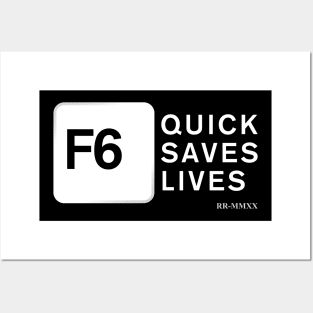 Official ROCKY ROCKHEAD Merch - F6 Quicksaves Lives (White) Posters and Art